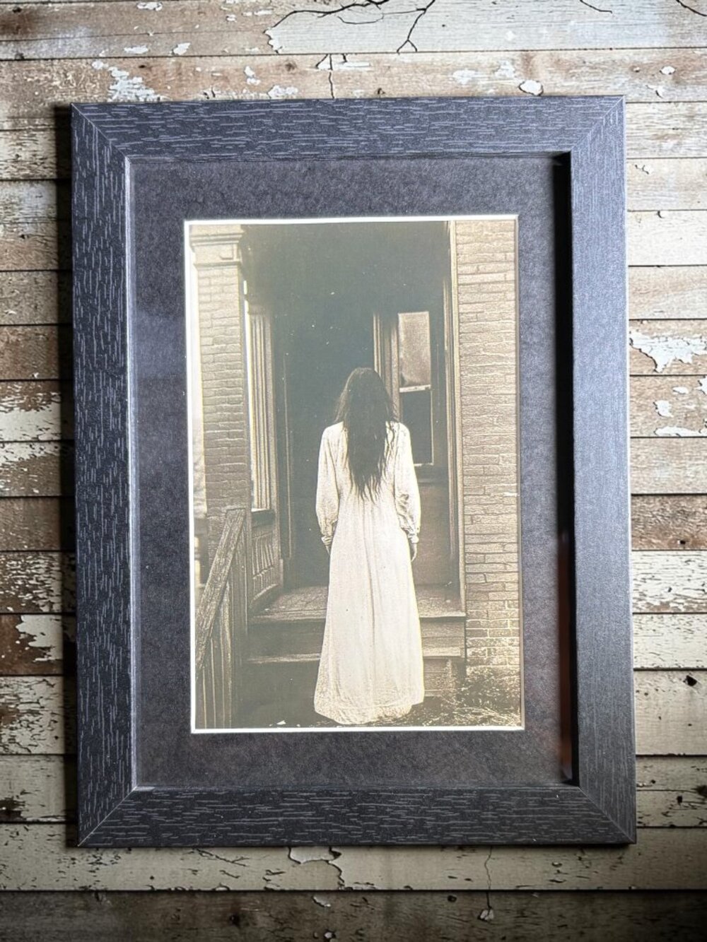 Woman at the Door Framed Art | 5x7 Gothic Horror Décor